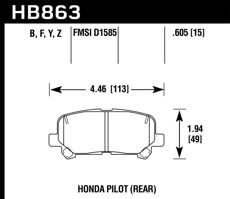 Hawk 12-15 Honda Pilot HPS 5.0 Rear Brake Pads