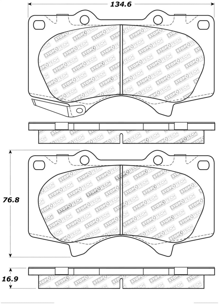 StopTech 05-17 Toyota Tacoma w/6 Lug Holes Wheels Street Performance Front Brake Pads