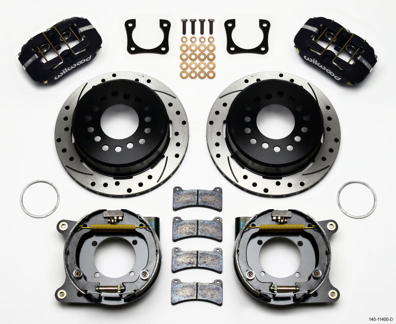 Wilwood Dynapro Low-Profile 11.00in P-Brake Kit Drilled Chevy 12 Bolt Spcl 2.81in Off Stag Mount