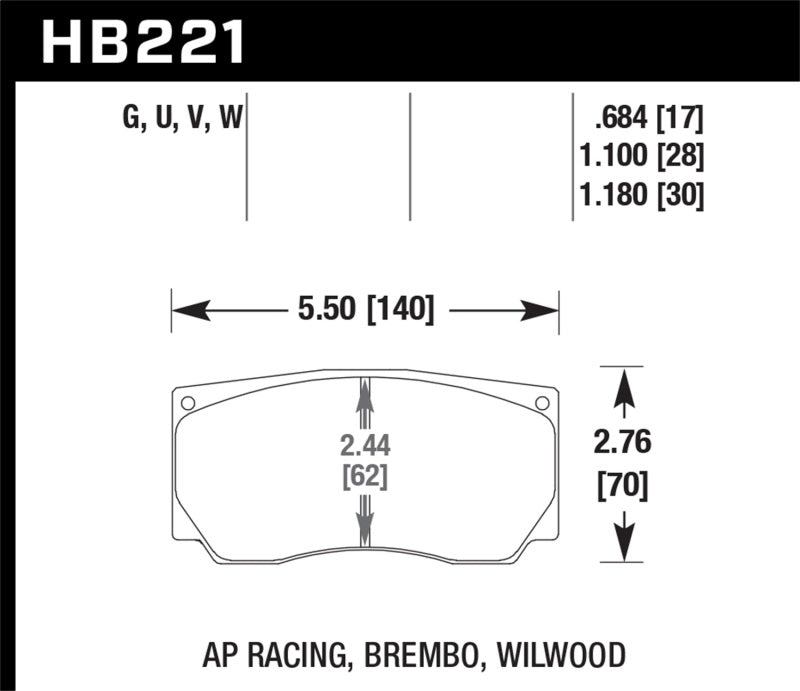 Hawk DTC-80 AP Racing/Wilwood 28mm Race Brake Pads