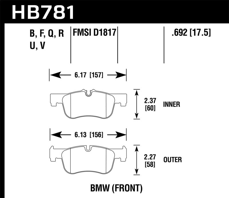 Hawk 12-15 BMW 118i DTC-70 Race Front Brake Pads