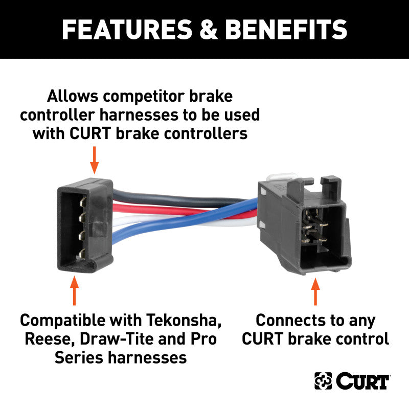 Curt Trailer Brake Controller Adapter Harness for Tekonsha/Reese/Draw-Tite/Pro Series Harnesses
