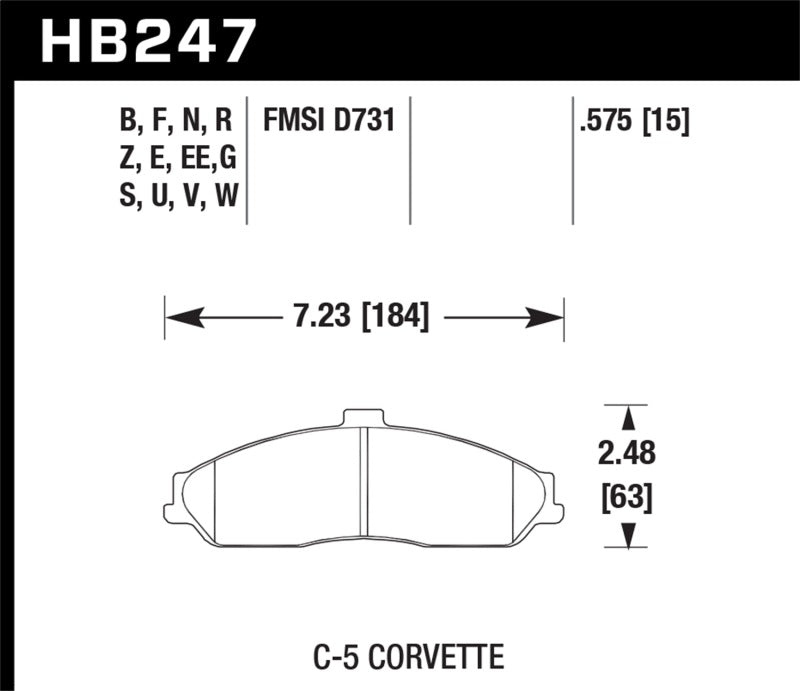 Hawk DTC-80 97-14 Chevy Corvette Front Racing Brake Pads