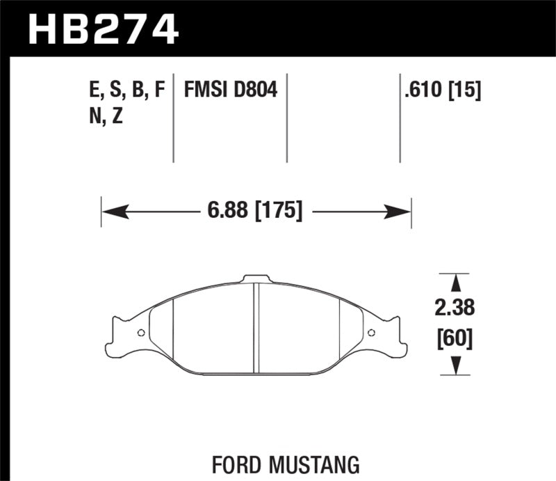 Hawk 99-04 Ford Mustang Base/GT HT-10 Race Front Brake Pads