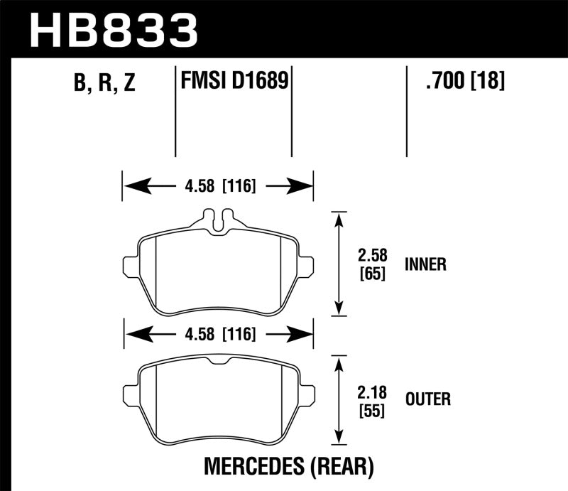Hawk 13-17 Mercedes-Benz SL550 HPS 5.0 Rear Brake Pads