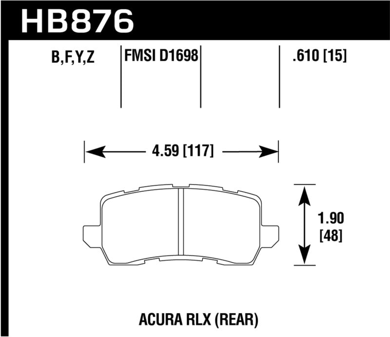 Hawk 14-17 Acura RLX / 15-17 Acura TLX HPS Street Rear Brake Pads