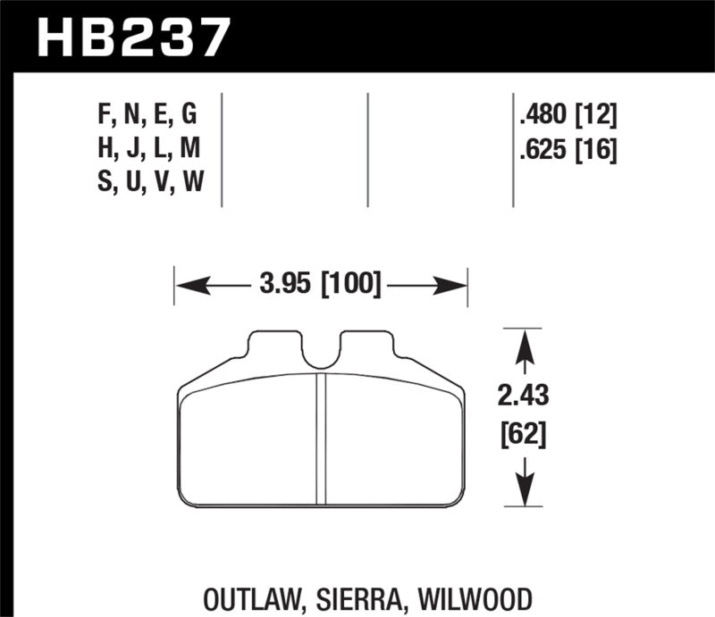 Hawk Wilwood BBK/Ap Racing/Outlaw HPS Street Brake Pads
