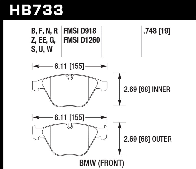 Hawk DTC-80 2013 BMW Z4 Front Racing Brake Pads