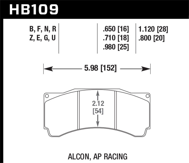 Hawk DTC-80 AP Racing 18mm Race Brake Pads