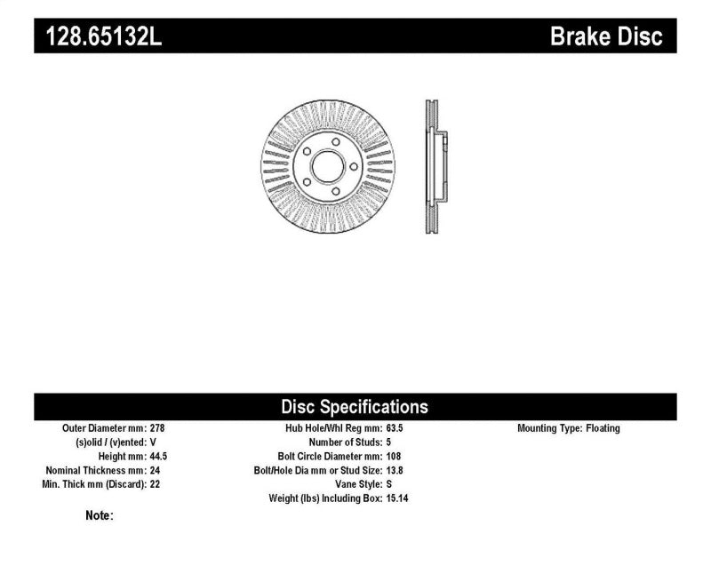 StopTech Drilled Sport Brake Rotor