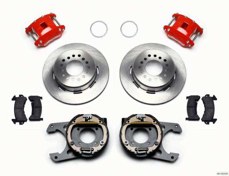 Wilwood D154 P/S Park Brake Kit Red Chevy 12 Bolt 2.75in Off w/ C-Clips