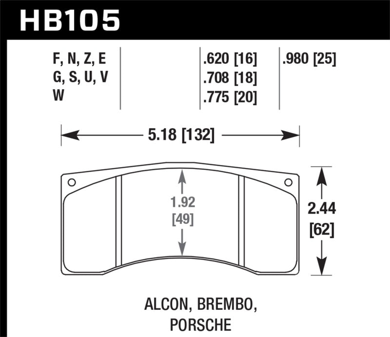 Hawk DTC-80 Brembo/Alcon 16mm Race Brake Pads
