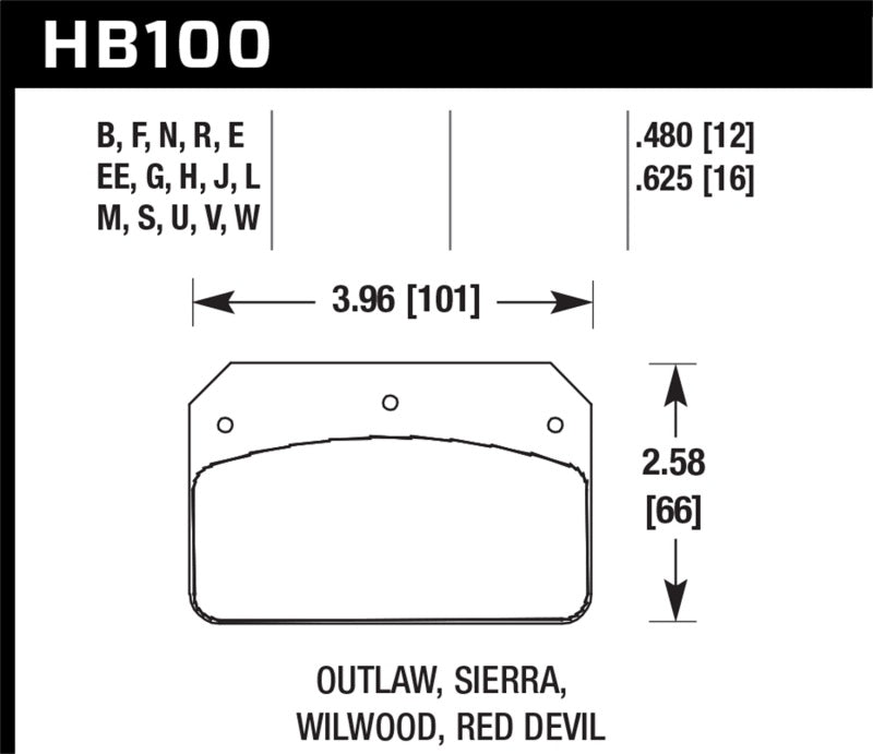 Hawk DTC-80 Wilwood DL/Outlaw/Sierra 12mm Race Brake Pads