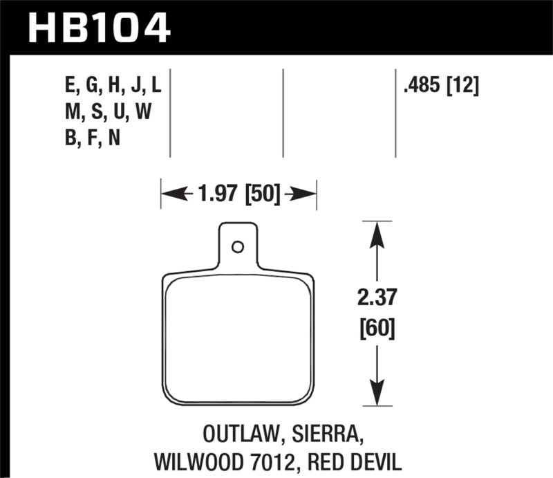 Hawk DTC-80 Wilwood DL Single Outlaw w/ 0.156in Center Hole Race Brake Pads