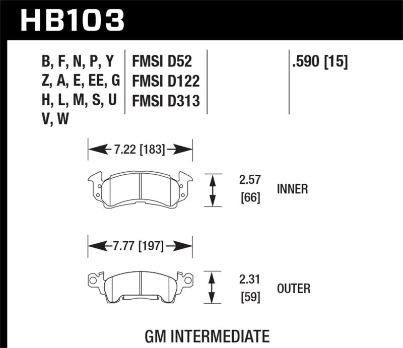 Hawk 69-81 Chevy Camaro Blue 9012 Front Brake Pads