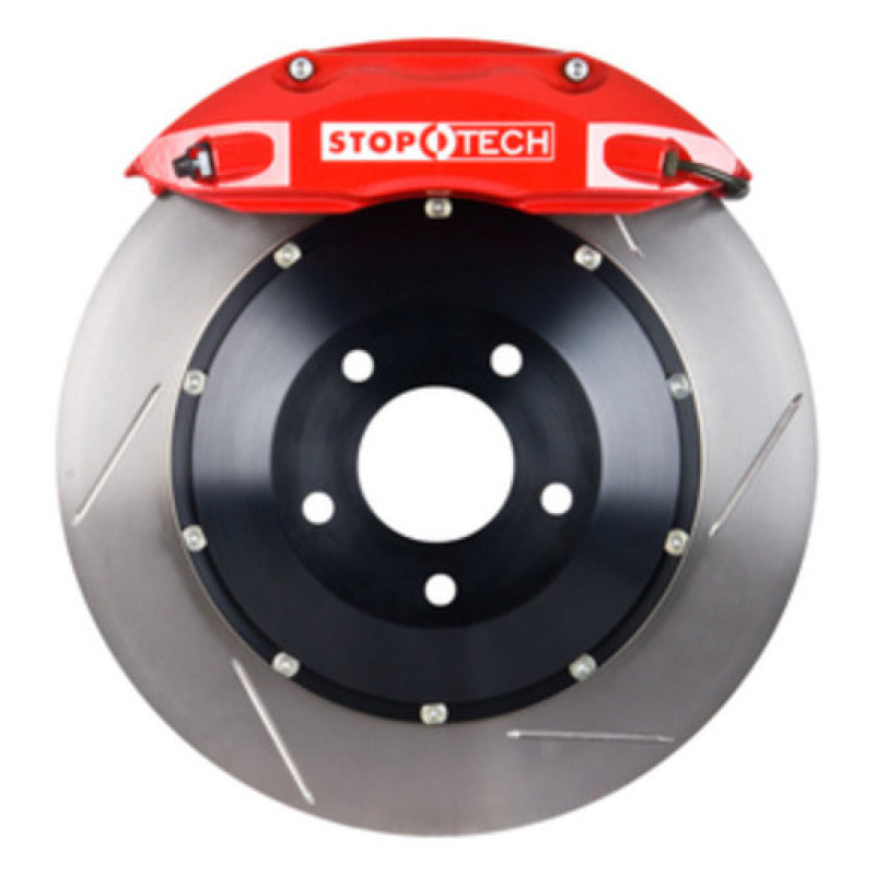 StopTech 04-07 WRX/STi V7/9 Rear 328X28 Slotted Rotors w/Red ST-40 Calipers BBK (Deletes Park Brake)