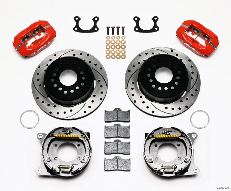 Wilwood Forged Dynalite P/S Park Brake Kit Drilled Red Small Ford 2.66in Offset
