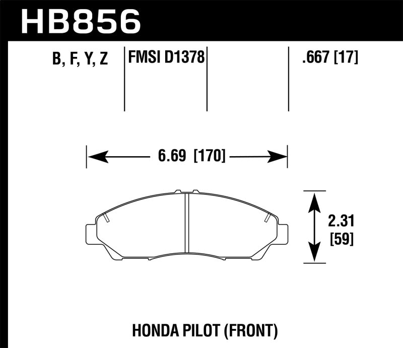 Hawk 09-15 Honda Pilot HPS 5.0 Front Brake Pads