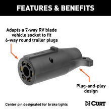 Load image into Gallery viewer, Curt Electrical Adapter (7-Way RV Blade to 6-Way Round Trailer Center Pin Brake)