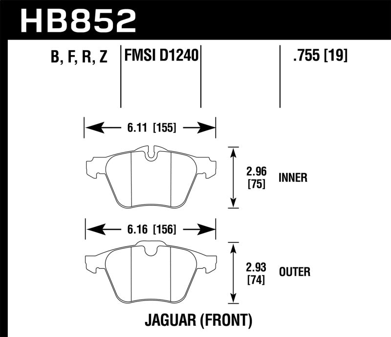 Hawk 05-09 Jaguar XJR / 10-15 Jaguar XJ Performance Ceramic Street Front Brake Pads