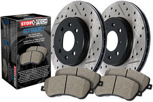 StopTech 09-11 Audi A4 (Exc Quattro) / 09-13 A4 Quattro Front Drilled & Slotted Sport Brake Kit